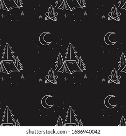 Camping vector illustration. Seamless pattern.