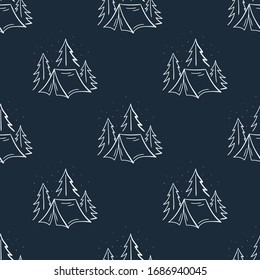 Camping Vector Illustration. Seamless Pattern.