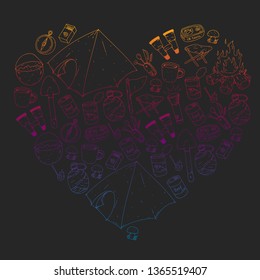 Camping vector illustration. Travel outdoor adventure