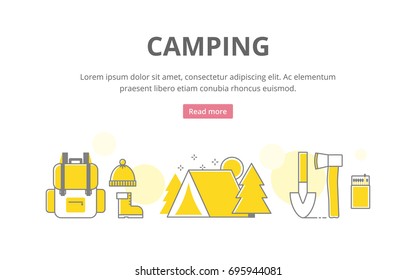 Camping vector illustration for web