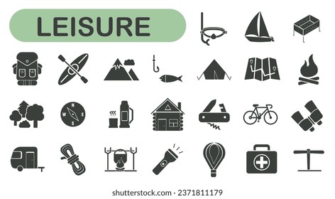 Camping vector image. Hiking outdoor active rest symbols. EPS 10.