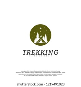 Camping vector logo template. Outdoor activity symbol logo