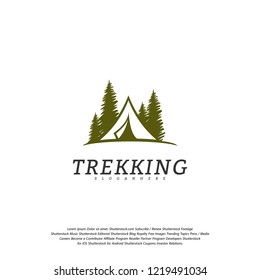 Camping vector logo template. Outdoor activity symbol logo