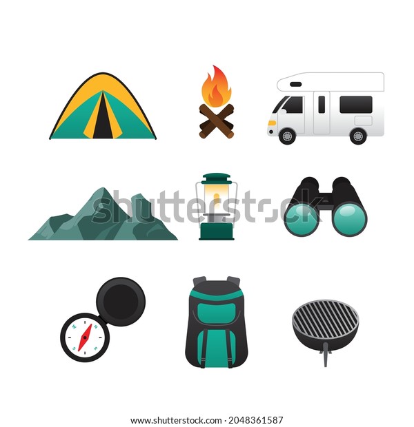 Camping vector set on white background,\
vector illustration