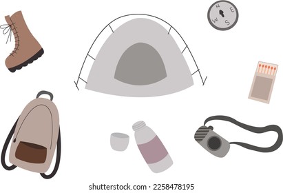 Camping vector set. Outdoor activity design elements