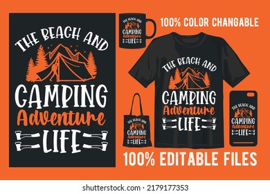 Camping vector t shirt design for print on demand for tshirt