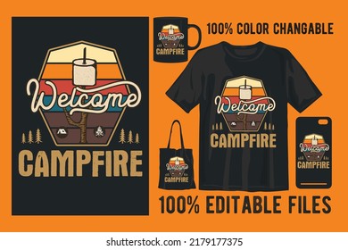 Camping vector t shirt design for print on demand for tshirt