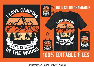 Camping vector t shirt design for print on demand for tshirt