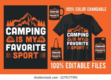 Camping vector t shirt design for print on demand for tshirt