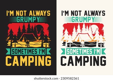 Diseño de camping vectorial de camisetas, camping vector, al aire libre, senderismo, aventura,