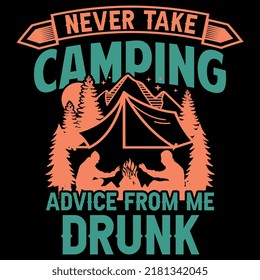 Camping vector t-shirt design, camping lover, graphic element, illustration