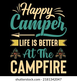 Diseño de camisetas vectoriales de camping, amante de camping, elemento gráfico, ilustración
