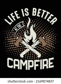 Diseño de camisetas para la tipografía vectorial de camping