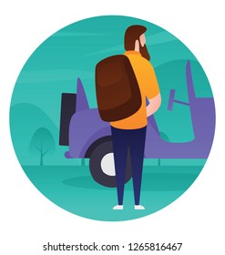 Camping vehicle flat rounded icon