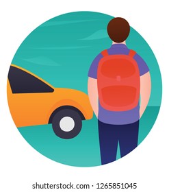 Camping vehicle flat rounded icon