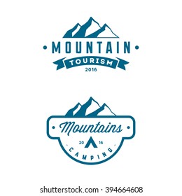 Camping vintage emblems. Retro logos