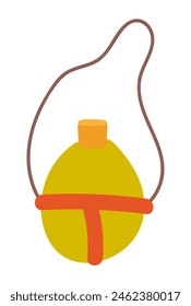 Camping Vintage Flasche in flacher Ausführung. Trekkingbehälter für Metallgetränke. Vektorillustration isoliert.