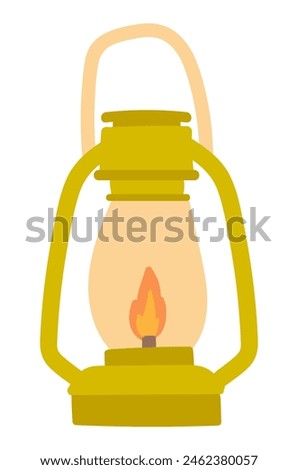 Camping vintage lantern in flat design. Camp gas lamp, tourist illumination. Vector illustration isolated.