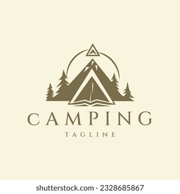 Ilustración vectorial del diseño del logotipo vintage de camping
