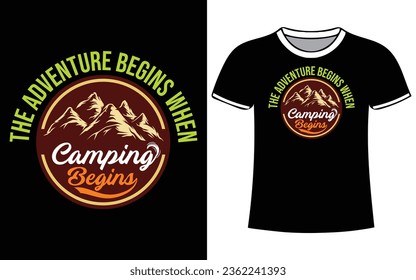 Camping vintage mountain vector and Typography t-shirt design with illustration