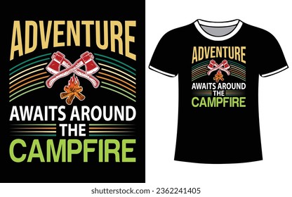 Camping vintage mountain vector and Typography t-shirt design with illustration