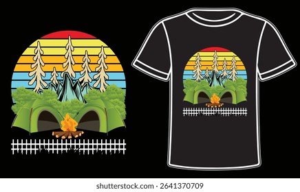 Camping vintage retro t shirt design