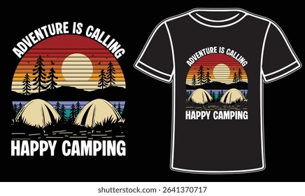 Camping vintage retro t shirt design