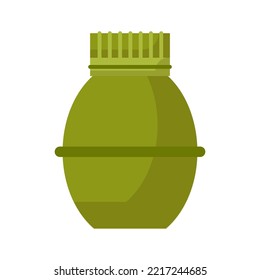 Icono de botellas de agua de acampar ilustración vectorial aislado fondo blanco. Deporte de objetos de contenedor y taza de aluminio para beber. Fitness metal termo flask y equipo de aventura de viaje para bebidas.