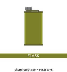 Camping water flask vector icon isolated on white background, flat style. Tourist bottle for hiking, fishing, hunting, outdoor activities.