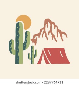 Camping wild desert vintage vector t shirt art