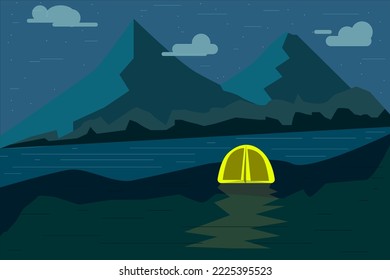 Camping auf der wilden Flachgrafik
