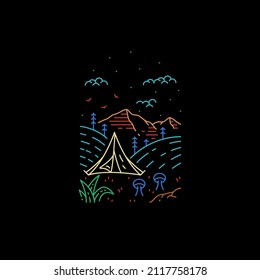 acampando en la selva con arte de monolina