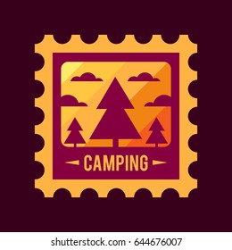 Camping wilderness adventure, badge graphic design, logo emblem