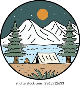 Camping wildlife nature graphic illustration for tshirt design 
