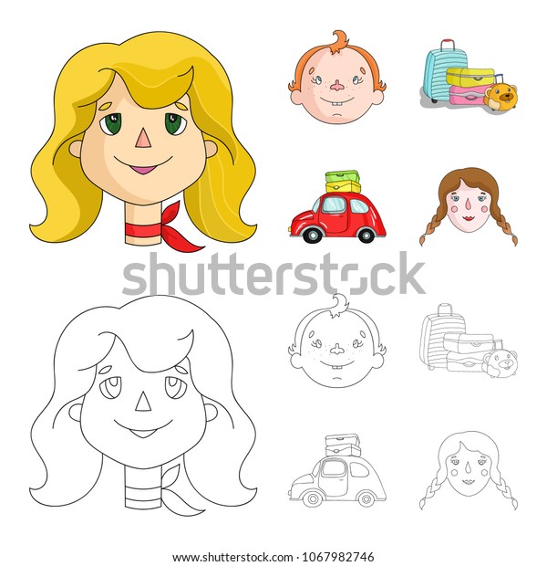 Camping, woman, boy, bag .Family holiday set\
collection icons in cartoon,outline style vector symbol stock\
illustration web.