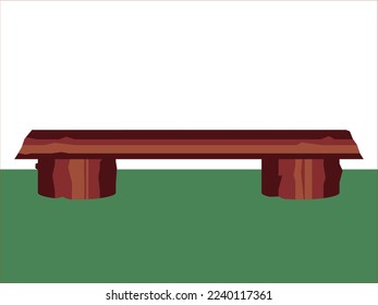 Camping wooden outdoor bench illustration. Vector.