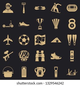 Camping in the woods icons set. Simple set of 25 camping in the woods icons for web for any design