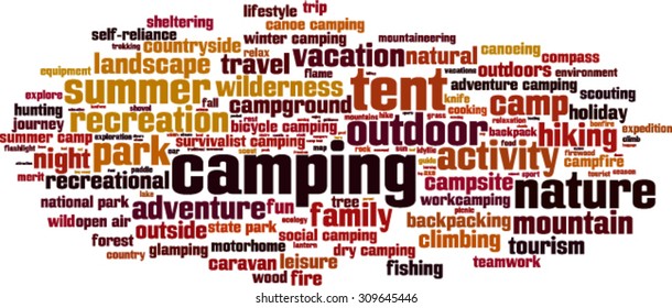 Camping word cloud concept. Vector illustration