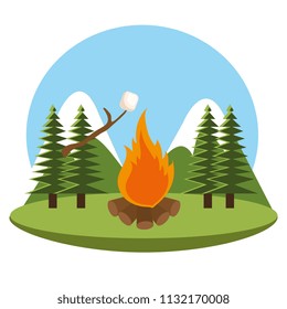 camping zone with campfire
