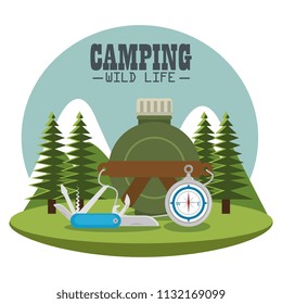 camping zone with equipment