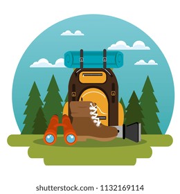 camping zone with equipment