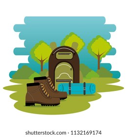 camping zone with equipment