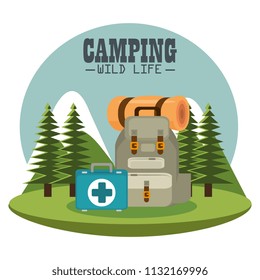 camping zone with equipment