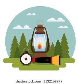 camping zone with equipment