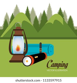 camping zone with equipment scene