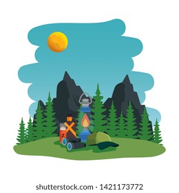 camping zone with equipment scene