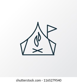 Camping zone icon line symbol. Premium quality isolated tourism element in trendy style.