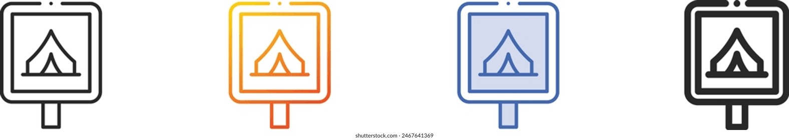camping zone icon.Thin Linear, Gradient, Blue Stroke and bold Style Design Isolated On White Background