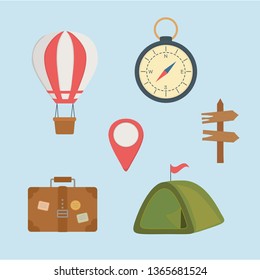 camping zone set icons