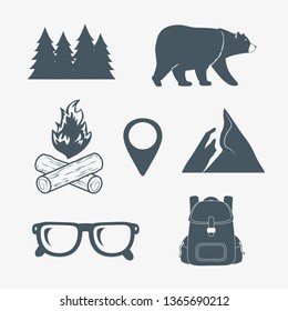 camping zone set icons